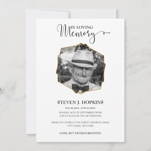 追悼式発表写真招待状 招待状 (正面)