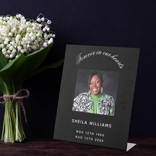 追悼式白黒写真 台座サイン