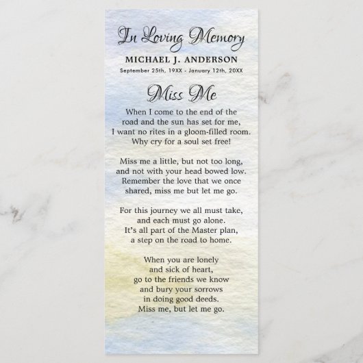 追悼式祈りの言葉しおりウッドランドディアー (裏面)