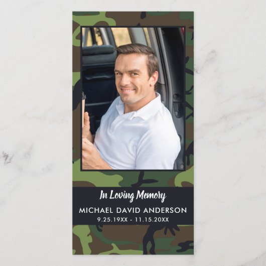 追悼式祈りの言葉しおりカード迷彩柄写真 (正面)