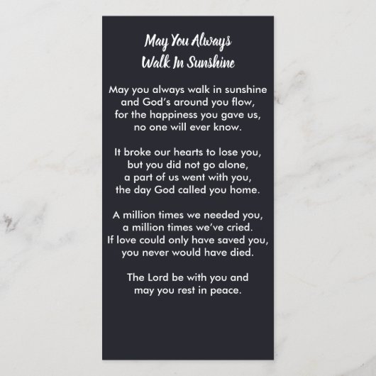 追悼式祈りの言葉しおりカード迷彩柄写真 (裏面)