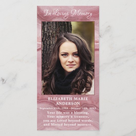 追悼式祈りの言葉カードバラクォーツフォト (正面)