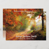追悼式秋フォレスト秋写真を追加 招待状 (正面/裏面)