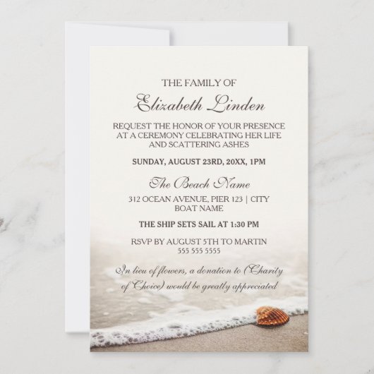 追悼式|シーシェルがビーチ 招待状 (正面)