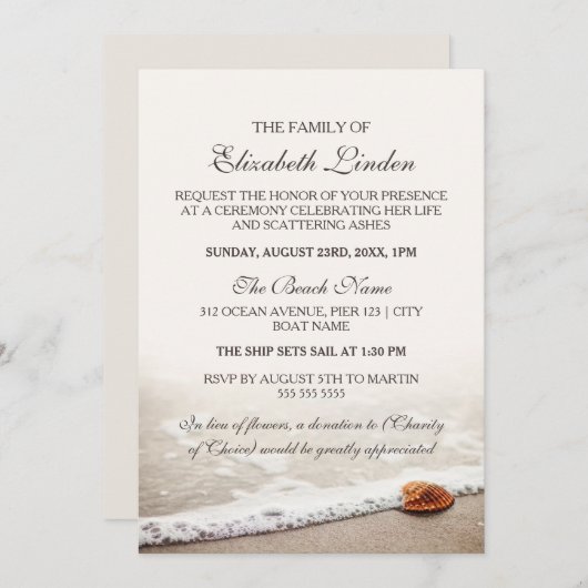 追悼式|シーシェルがビーチ 招待状 (正面/裏面)