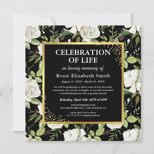 追悼式 |写真エレガントの葬儀 招待状 (正面)