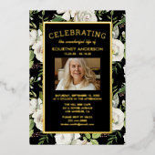 追悼式 |写真エレガントの葬儀 箔招待状 (正面)