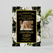 追悼式 |写真エレガントの葬儀 箔招待状 (立ち正面)