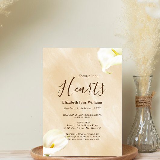 追悼式 永遠に私たちの心の中に  | ユリ 招待状