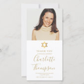 追悼式 葬儀 ゴールド ユダヤ人のダビデの星 写真 サンキューカード (正面)