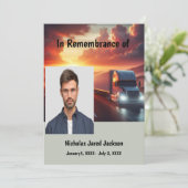 追悼式 霊柩車 トラック トラクター トレーラー 招待状 (スタンド正面)