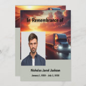 追悼式 霊柩車 トラック トラクター トレーラー 招待状 (正面/裏面)