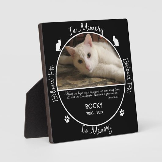 追悼文 – 猫カスタムの亡き写真/名前 フォトプラーク (正面)