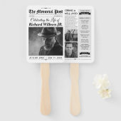 追悼用扇子（新聞紙のデザイン） 葬儀プログラム用扇子 ハンドファン (正面&裏面)