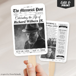 追悼用扇子（新聞紙のデザイン） 葬儀プログラム用扇子 ハンドファン