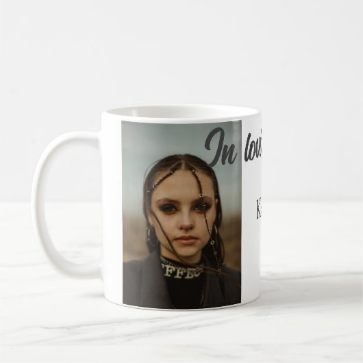 追悼記念の追記の愛情の記憶で コーヒーマグカップ (左)