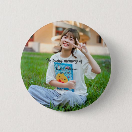 追悼記念の追記の愛情の記憶で 缶バッジ (正面)