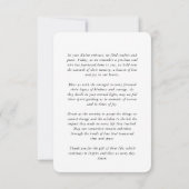 追悼記念モダン祈りの言葉 サンキューカード (裏面)