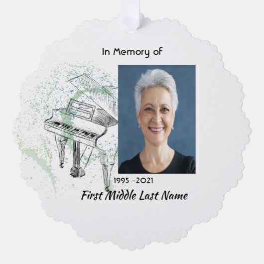 追悼記念品  祈りのピアノ音楽家 オーナメントカード (正面)