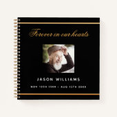 追悼記念帳 黒金写真 ノートブック (正面)