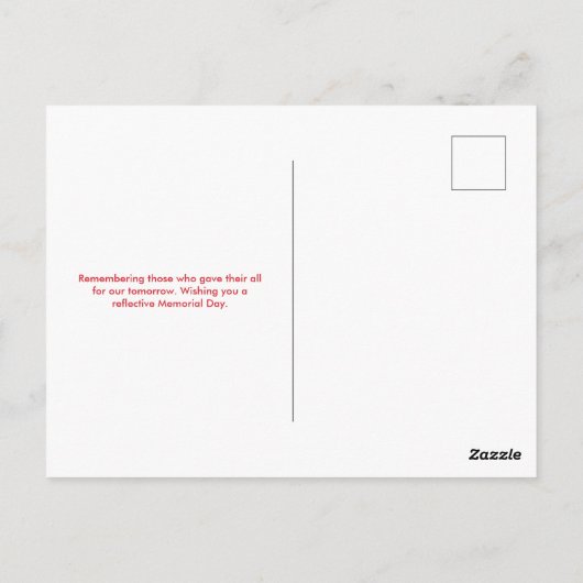 追悼記念日墓地の風景と旗 ポストカード (裏面)