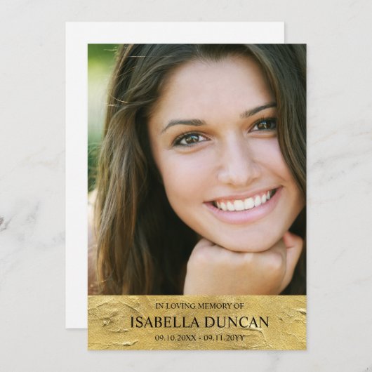 追悼記念 | ゴールド | 愛する記憶の写真 (正面/裏面)