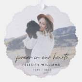 追悼記念 |永遠に私たちのハート写真 オーナメントカード (裏面)