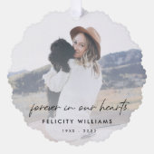 追悼記念 |永遠に私たちのハート写真 オーナメントカード (正面)