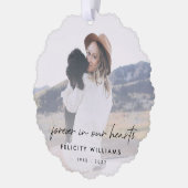 追悼記念 |永遠に私たちのハート写真 オーナメントカード (左)