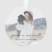 追悼記念 |永遠に私たちのハート写真 オーナメント (裏面)