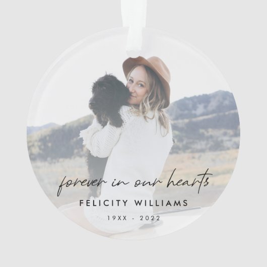 追悼記念 |永遠に私たちのハート写真 オーナメント (裏面)