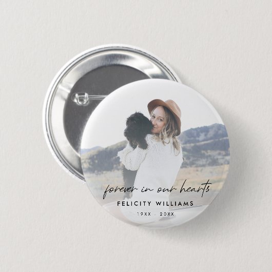 追悼記念 |永遠に私たちのハート写真 缶バッジ (正面&裏面)
