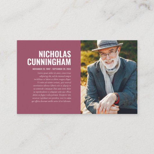 追悼記念Loving Memory Photo Card 名刺 (正面)