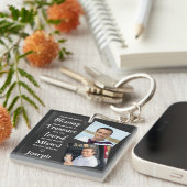 追悼詩フェイクの革写真 キーホルダー (正面右)