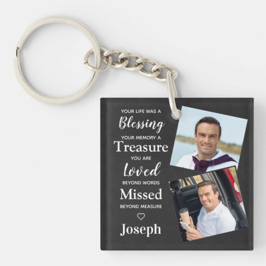 追悼詩フェイクの革写真 キーホルダー (正面)