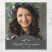 追悼鳥類クラシックモノグラム写真 ワインラベル (シングルラベル)