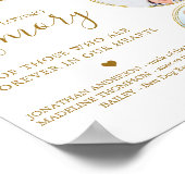 追悼3写真金ゴールド天国結婚記念碑 ポスター (角)