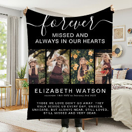 追悼4 Photo Collage Forever in Ourハート フリースブランケット