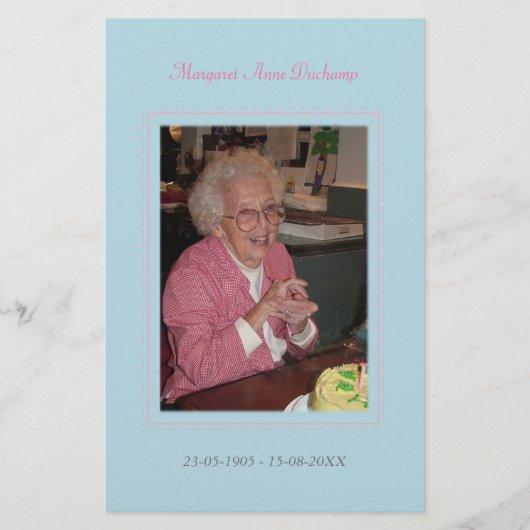 追悼　愛する記憶　葬儀写真配布資料 チラシ (正面)