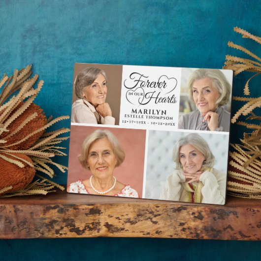 追悼 永遠に心に 4枚の写真の記念品 フォトプラーク (側面)