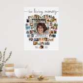 追悼 40枚の写真コラージュ スクリプト 思い出に ポスター (キッチン)