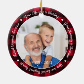 追悼Keepsake Red Plaid 2 Photo Memorial セラミックオーナメント (裏面)