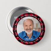 追悼Keepsake Red Plaid 2 Photo Memorial 缶バッジ (正面&裏面)