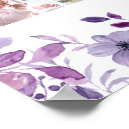 追憶のフォトコラージュ 紫の野生の花のポスター ポスター (角)