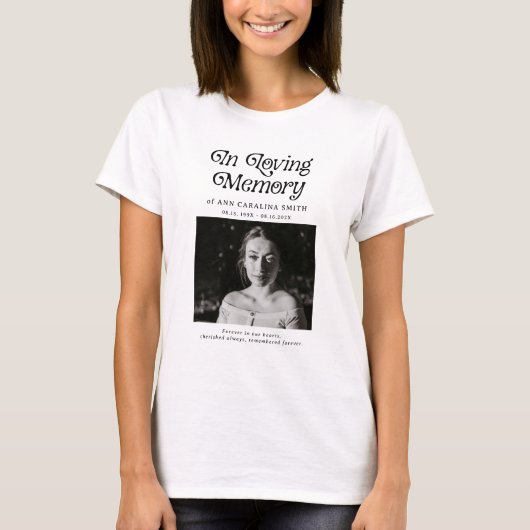 追憶のミニマルレトロ葬儀写真 Tシャツ (正面)
