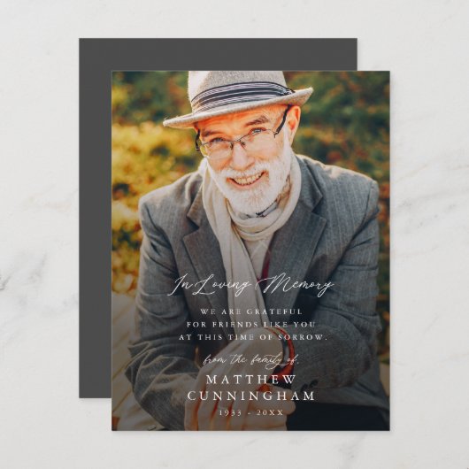 追憶のモダン フォトカード シンプル お悔やみ (正面/裏面)