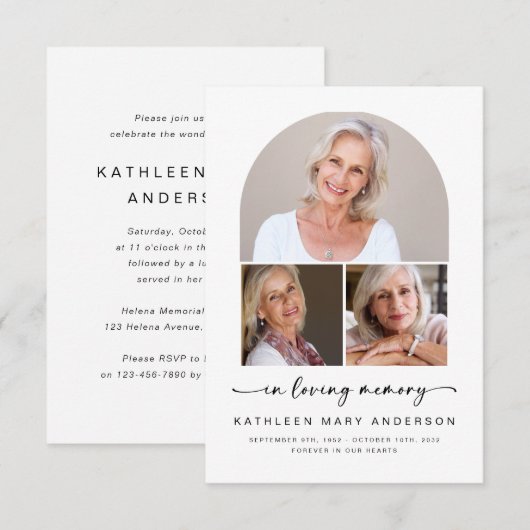 追憶の写真アーク | 葬儀用写真メモリアル 招待状 (正面/裏面)