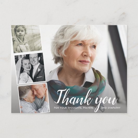 追憶の写真コラージュ、感謝と哀悼の意を表する ポストカード (正面)