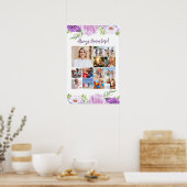 追憶の写真コラージュ 紫とピンクの花のポスター ポスター (キッチン)