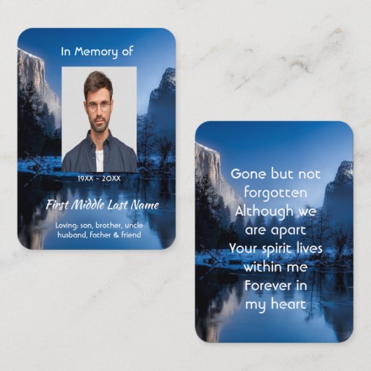 追憶の写真 山湖 冬の雪 名刺 (正面/裏面)